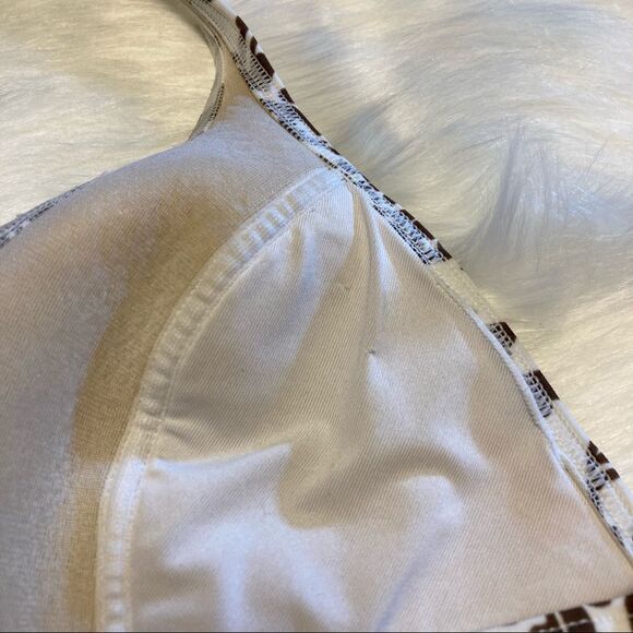 Victoria’s Secret Brown White Paisley Tie Halter Tankini Swim Top Small Boho - Picture 3 of 7